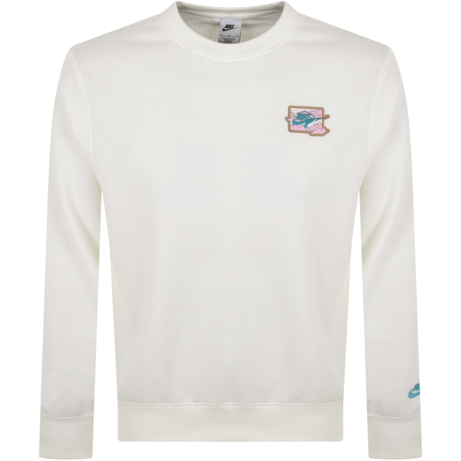 Nike swoosh logo crew neck sweat in white on sale